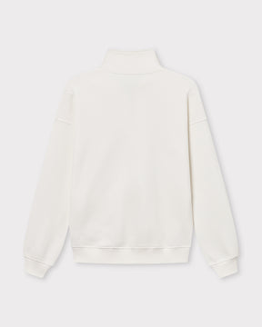 Cremeweißer Half Zip Sweatshirt 'Cooper' mit Stehkragen, langen Ärmeln und gerippten Bündchen