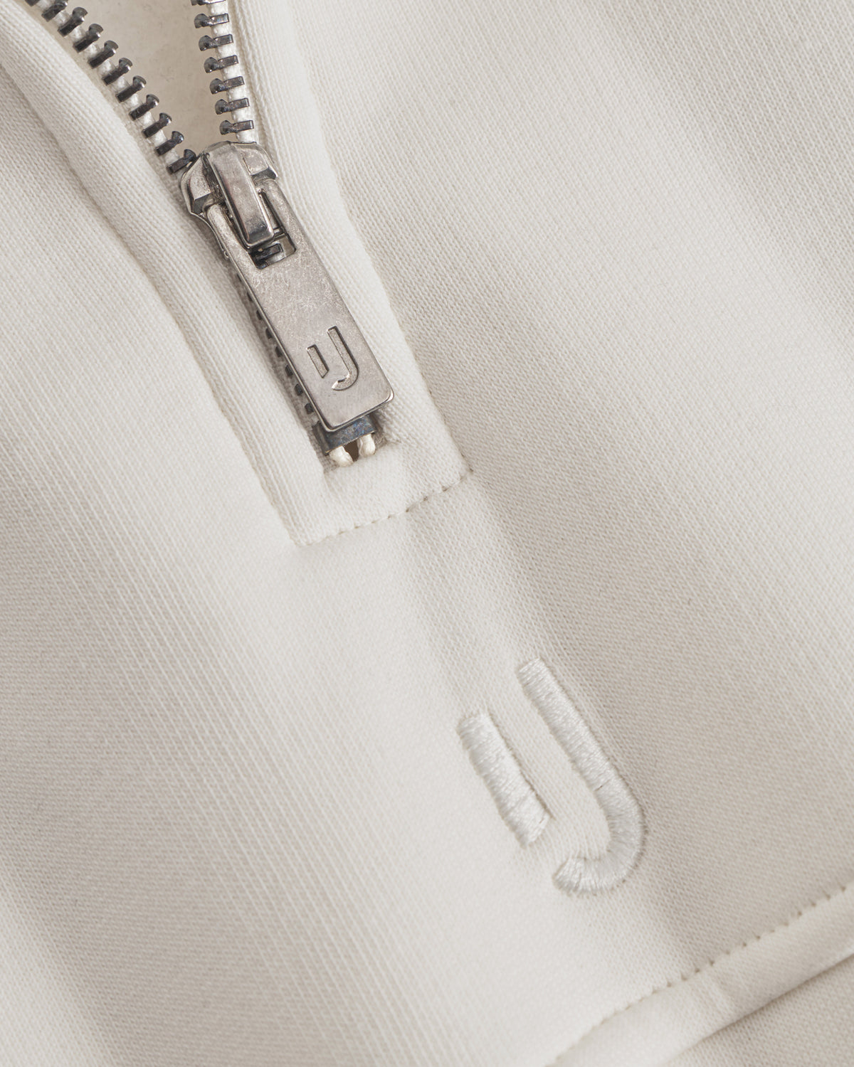 Half Zip Sweatshirt 'Cooper' von Johnny Urban in cremeweiß mit Metallreißverschluss und gesticktem Logo