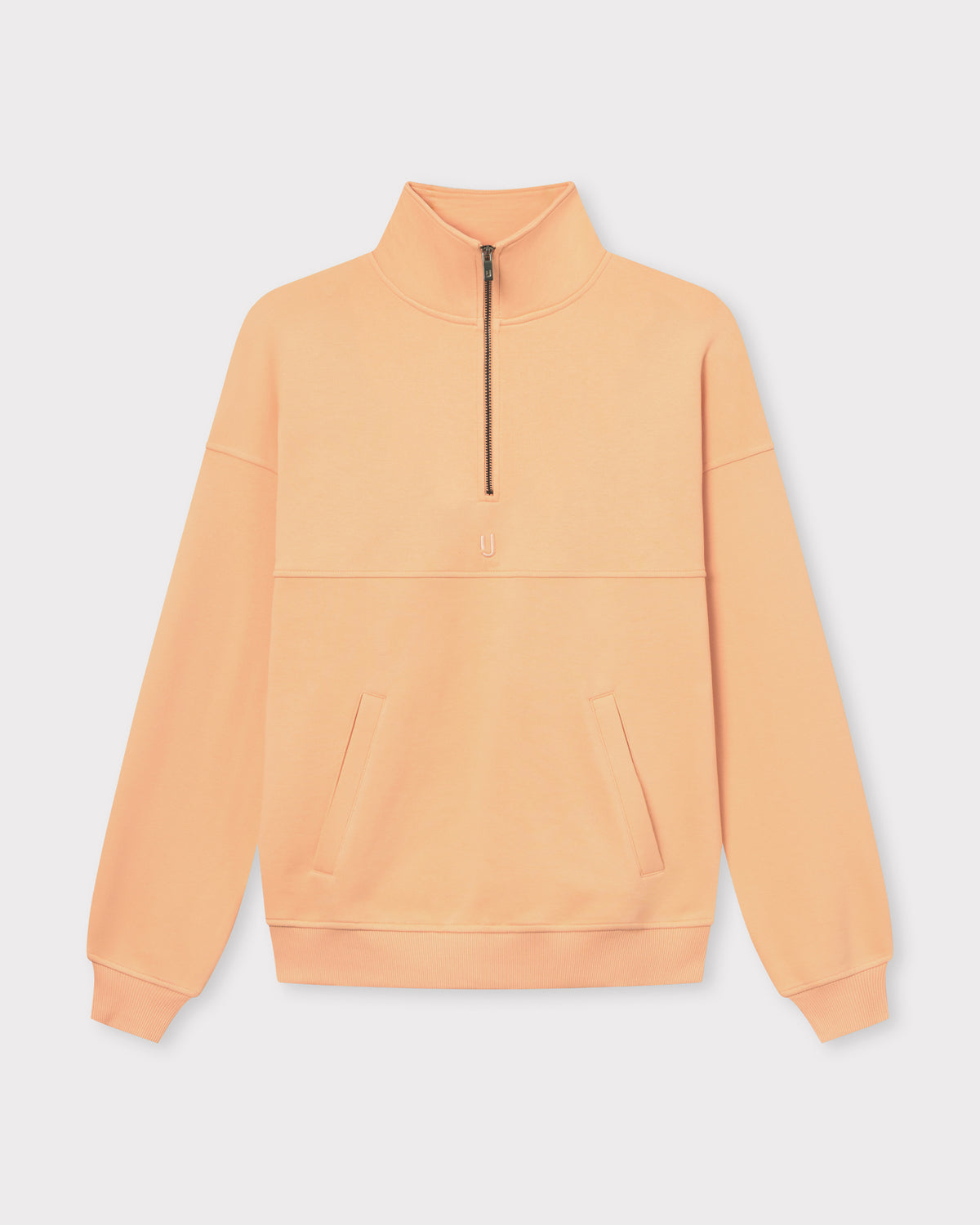 Half Zip Sweatshirt 'Cooper' von Johnny Urban in Pfirsichfarbe mit Stehkragen und Kängurutaschen