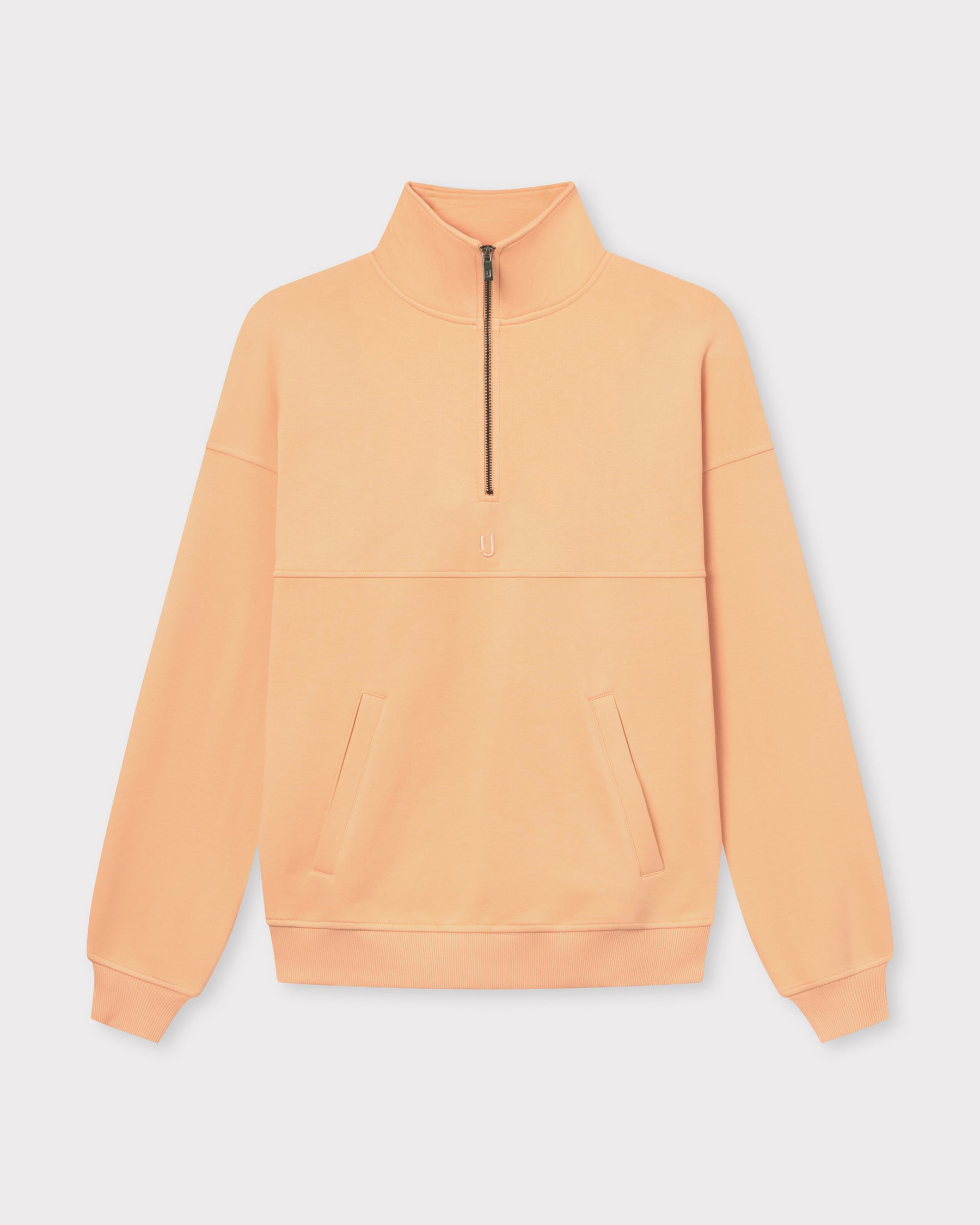 Half Zip Sweatshirt 'Cooper' von Johnny Urban in Pfirsichfarbe mit Stehkragen und Kängurutaschen