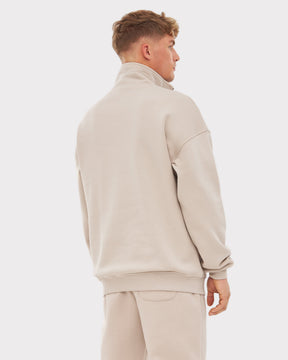 Beiger Oversize Herren-Half-Zip-Sweatshirt 'Cooper' von Johnny Urban, Rückansicht