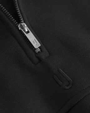 Schwarzer Half-Zip Sweatshirt "Cooper" mit silbernem Reißverschluss und Ton-in-Ton gesticktem Johnny Urban Logo
