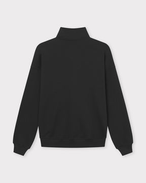 Schwarzer Half-Zip-Sweatshirt Pullover 'Cooper' mit hohem Kragen und gerippten Bündchen