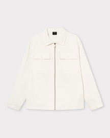 Cremefarbenes Overshirt 'Cameron' mit Reißverschluss und zwei Brusttaschen mit Klappen