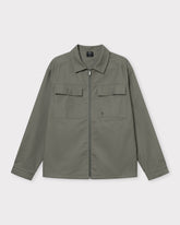 Overshirt 'Cameron' in olivgrauer Farbe mit Reißverschluss und zwei Brusttaschen mit Klappen und Knöpfen