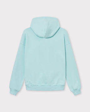 Oversized Hoodie 'Cody' in eisblau, Rückansicht mit Kapuze und Rippbündchen