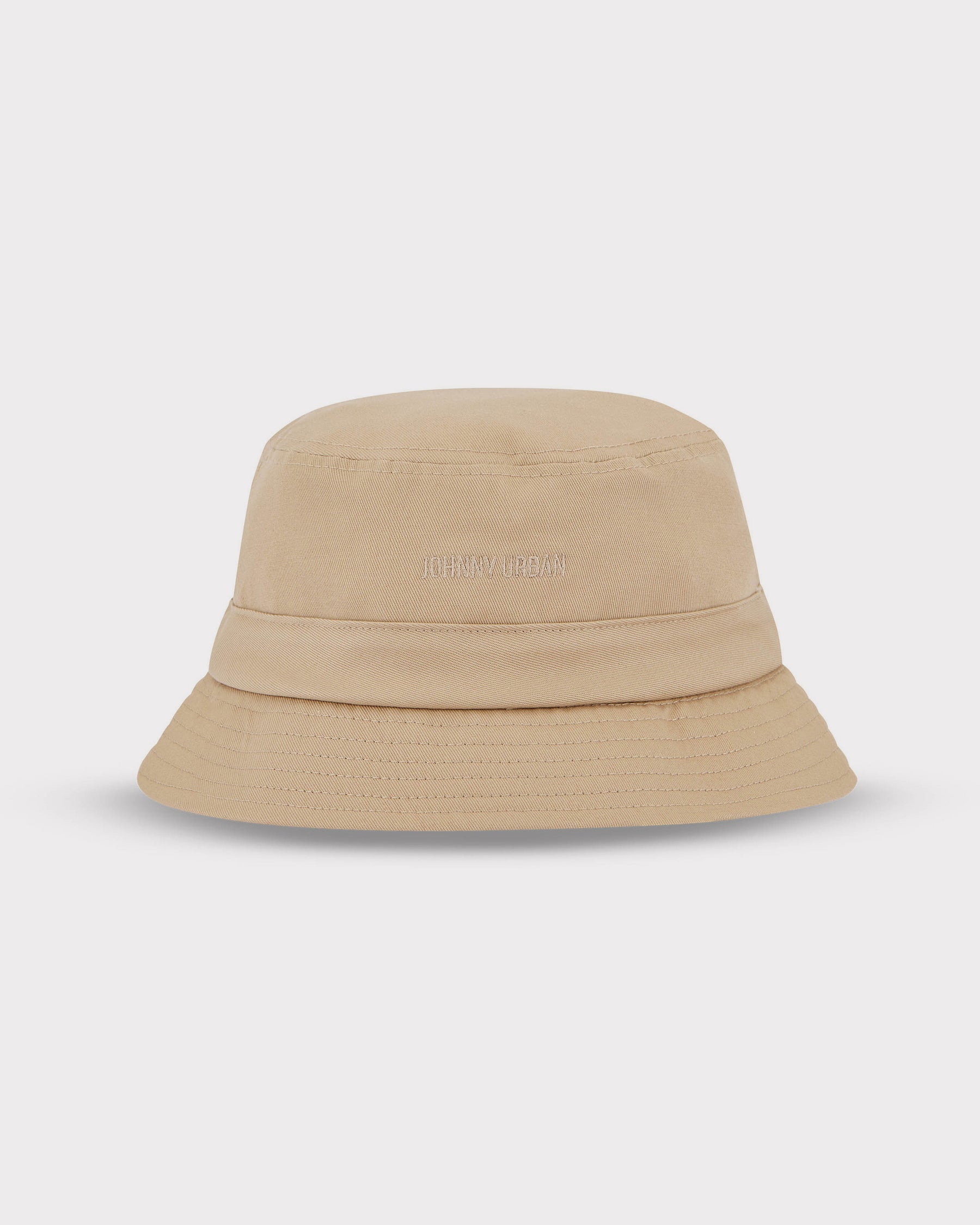 Johnny Urban Bucket Hat 'Gill' in Sandfarbe, einfacher Stoff mit Ton-in-Ton Logostickerei