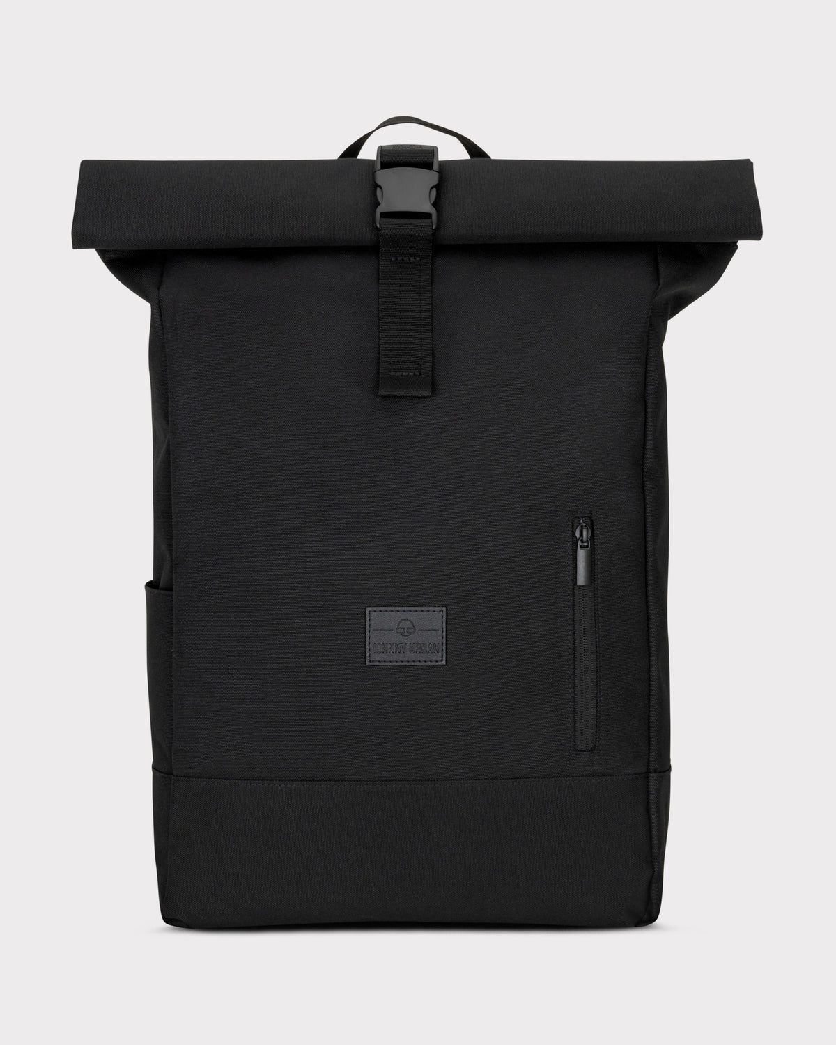 Schwarzer Johnny Urban Rolltop Rucksack 'Robin Large' mit Frontreißverschluss und Markenlabel