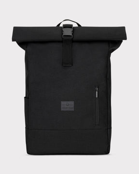 Schwarzer Johnny Urban Rolltop Rucksack 'Robin Large' mit Frontreißverschluss und Markenlabel