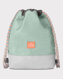 Johnny Urban Kinder Turnbeutel 'Nino' in Mint mit grauem Boden und bunten Kordeln