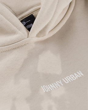 Beiger Oversized Hoodie 'Cody' mit weißem 'Johnny Urban' Print und sichtbar eingenähtem Markenetikett