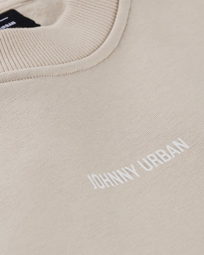 Beiger Oversized Crewneck 'Carter' mit weißem Johnny Urban Aufdruck