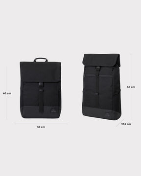 Schwarzer Johnny Urban Rucksack 'Mika' mit Klappe und Verschluss, Maße 30x40x12,5 cm und 30x50x12,5 cm