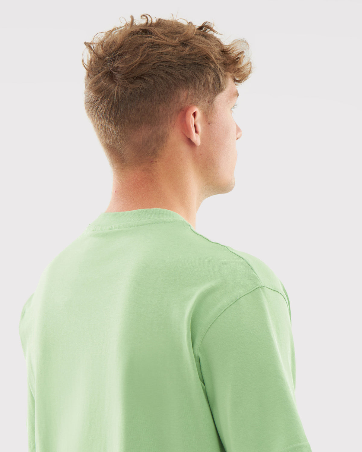 Herren-T-Shirt 'Sammy' von Johnny Urban in Salbeigrün, Rückansicht mit kurzem Ärmel
