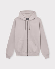 Oversized Zip-Hoodie 'Caleb' in hellem Beige mit Kapuze, Kängurutasche und Reißverschluss