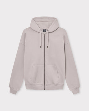 Oversized Zip-Hoodie 'Caleb' in hellem Beige mit Kapuze, Kängurutasche und Reißverschluss