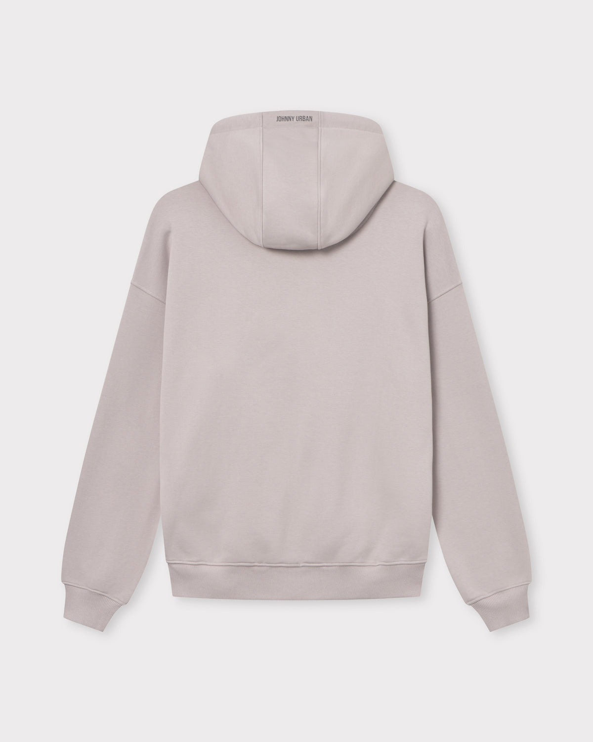 Oversized Zip Hoodie 'Caleb' von Johnny Urban in Taupe, Rückansicht mit Kapuze und geripptem Saum