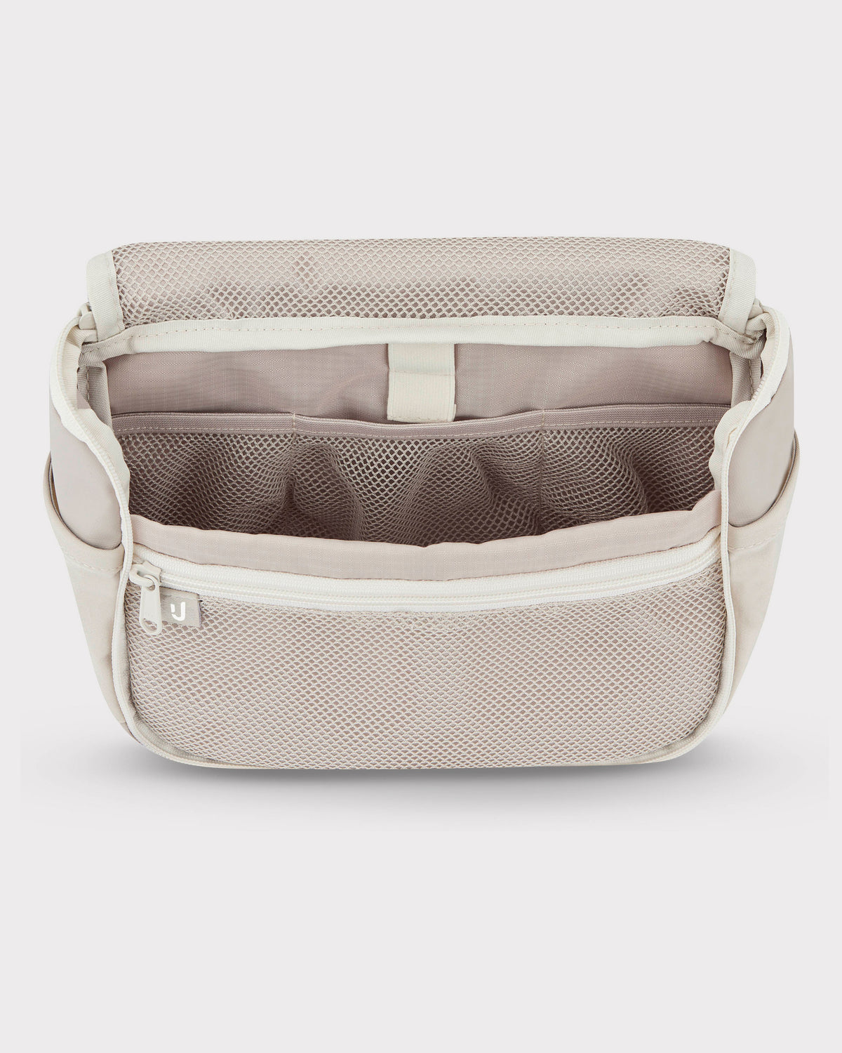 Beige Kulturtasche 'Logan' mit mehreren Fächern und Reißverschlusstasche aus Netzmaterial