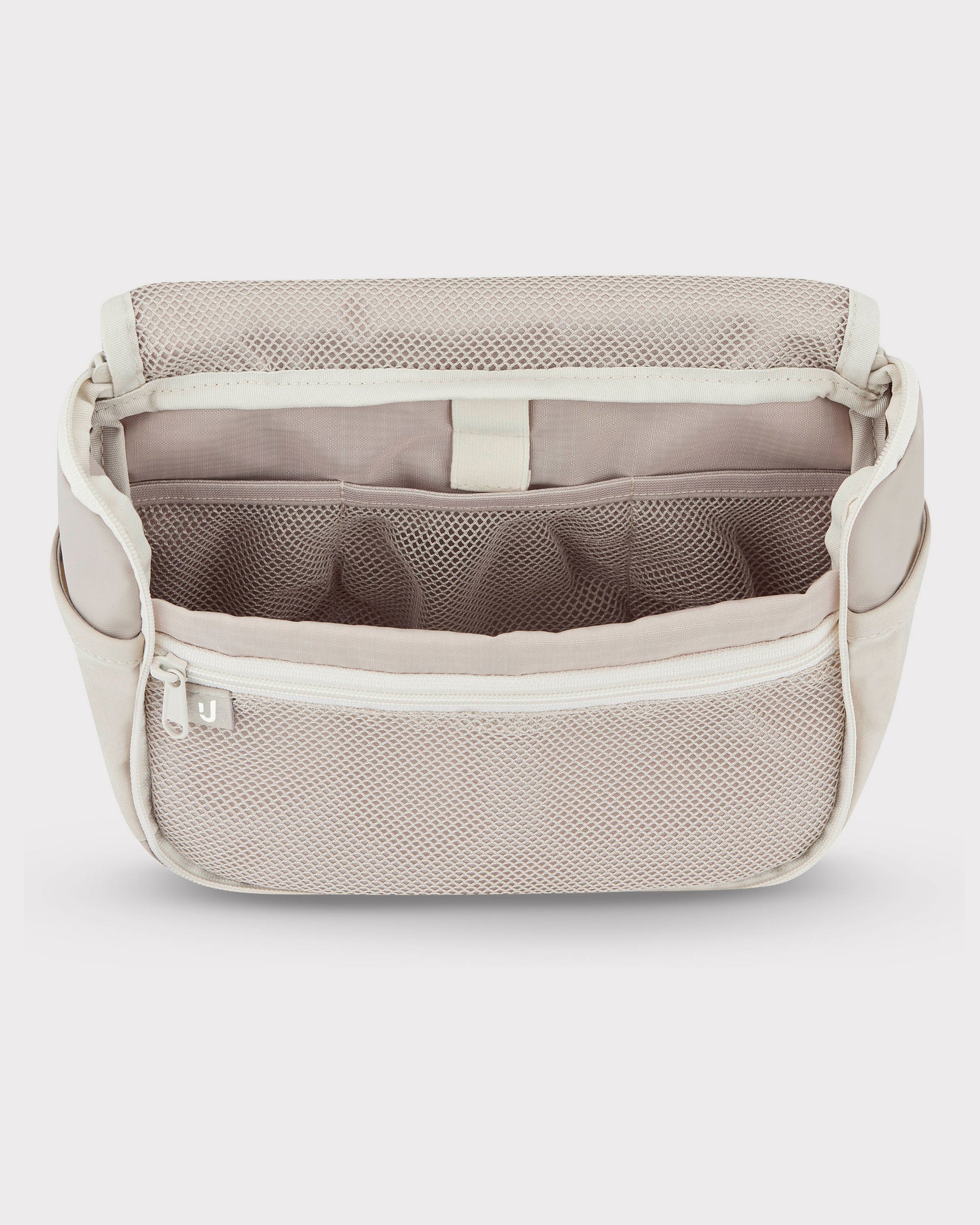 Beige Kulturtasche 'Logan' mit mehreren Fächern und Reißverschlusstasche aus Netzmaterial