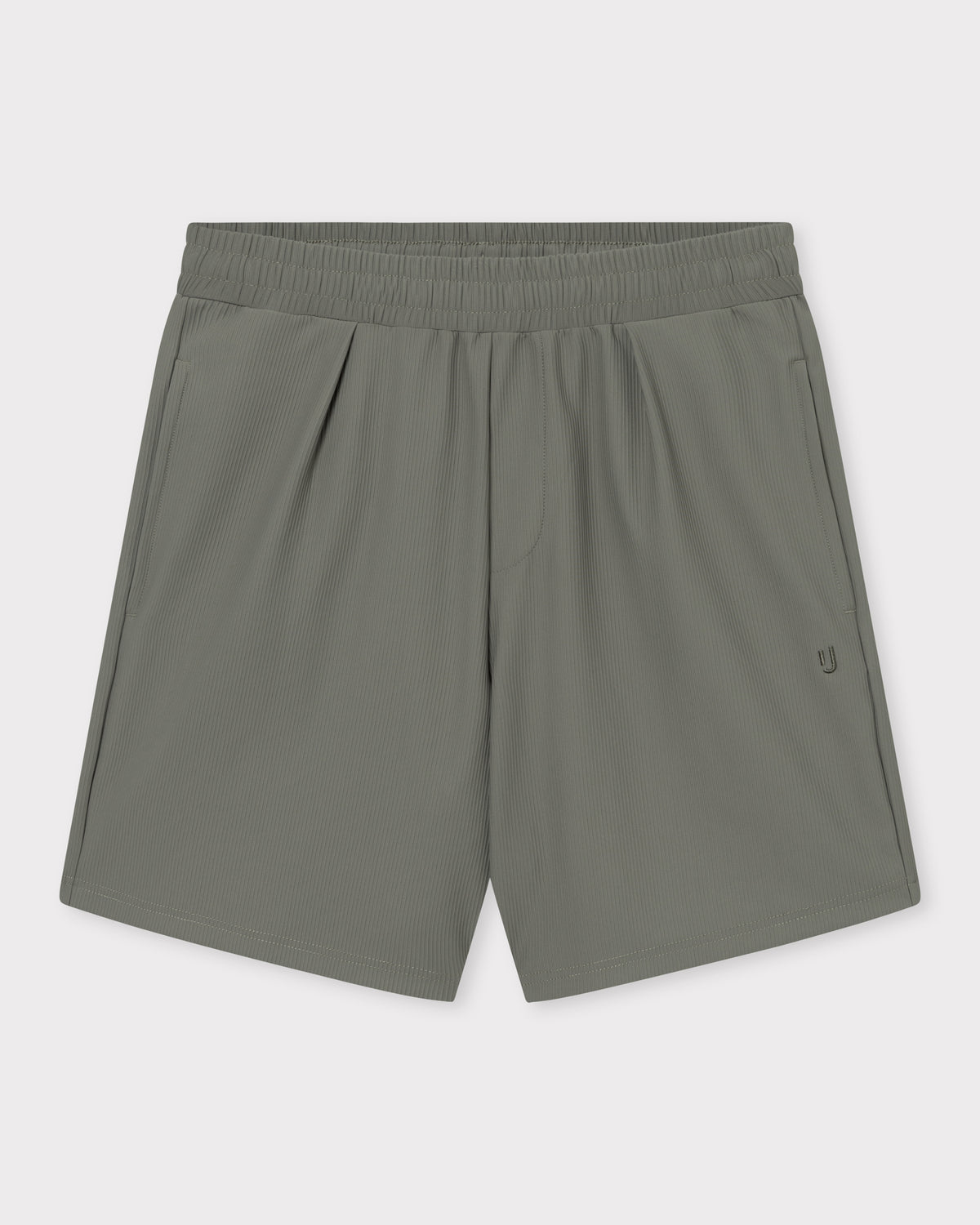 Kurze Hose aus elastischem Material in Olivgrün mit elastischem Bund und seitlichen Taschen aus Set Mason