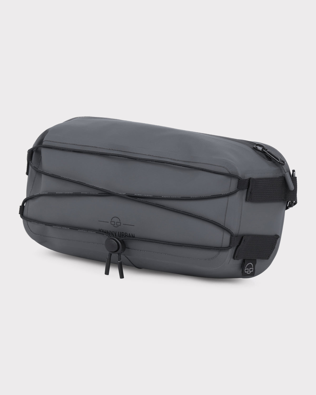 Schwarze Lenkertasche Fahrrad 'Arlo' von Johnny Urban mit elastischen Bändern und Reißverschluss