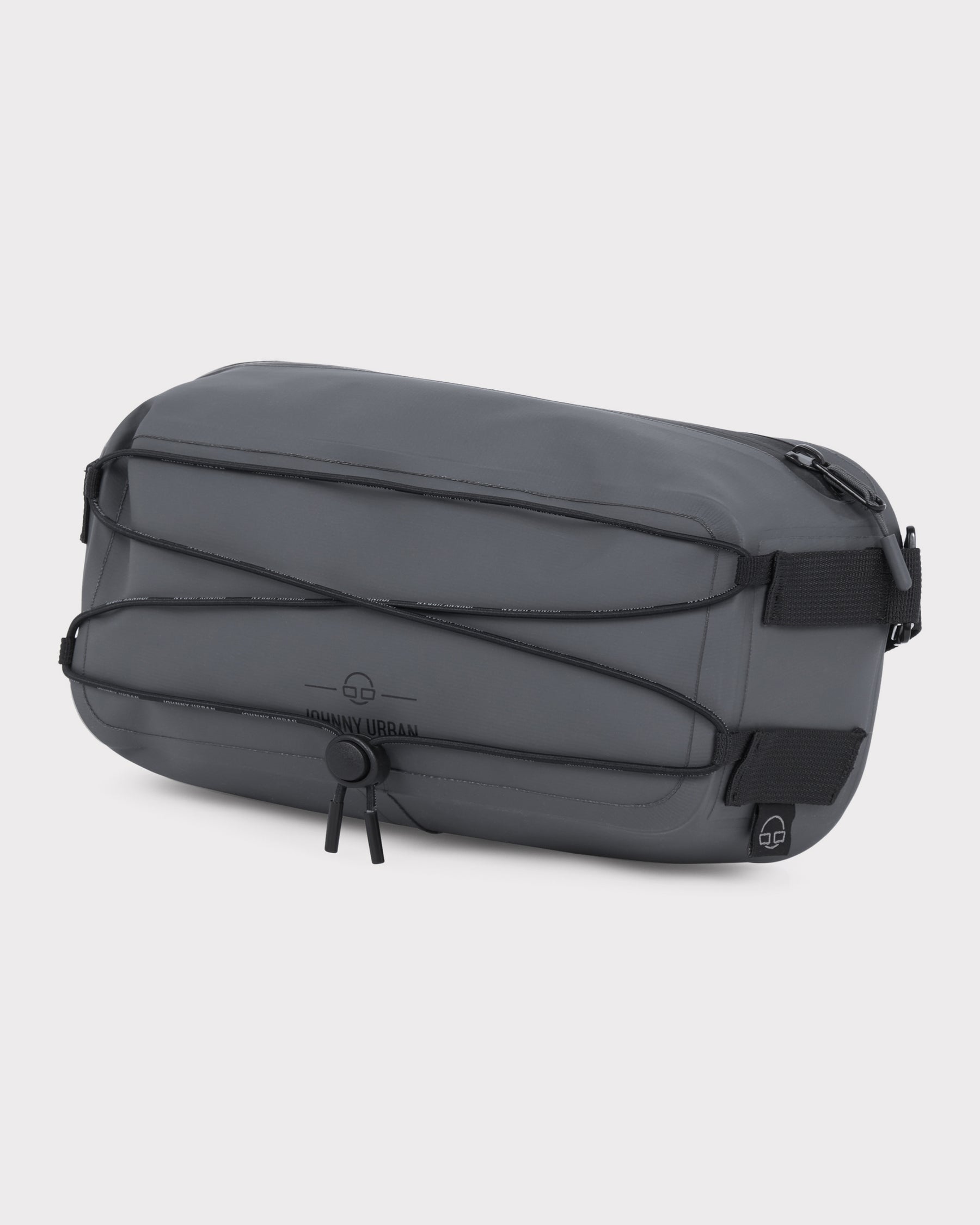 Schwarze Lenkertasche Fahrrad 'Arlo' von Johnny Urban mit elastischen Bändern und Reißverschluss