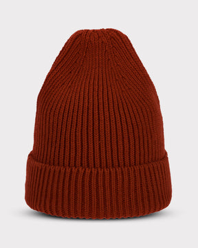 Strickmütze 'Billie' in dunkelrot mit Umschlag