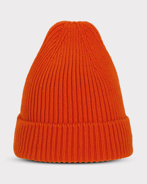 Strickmütze 'Billie' in leuchtendem Korallrot mit Umschlag