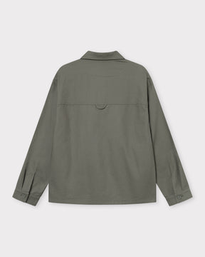 Olive-grünes Overshirt 'Cameron' für Herren, Rückansicht mit Knopfmanschetten und lockerem Schnitt