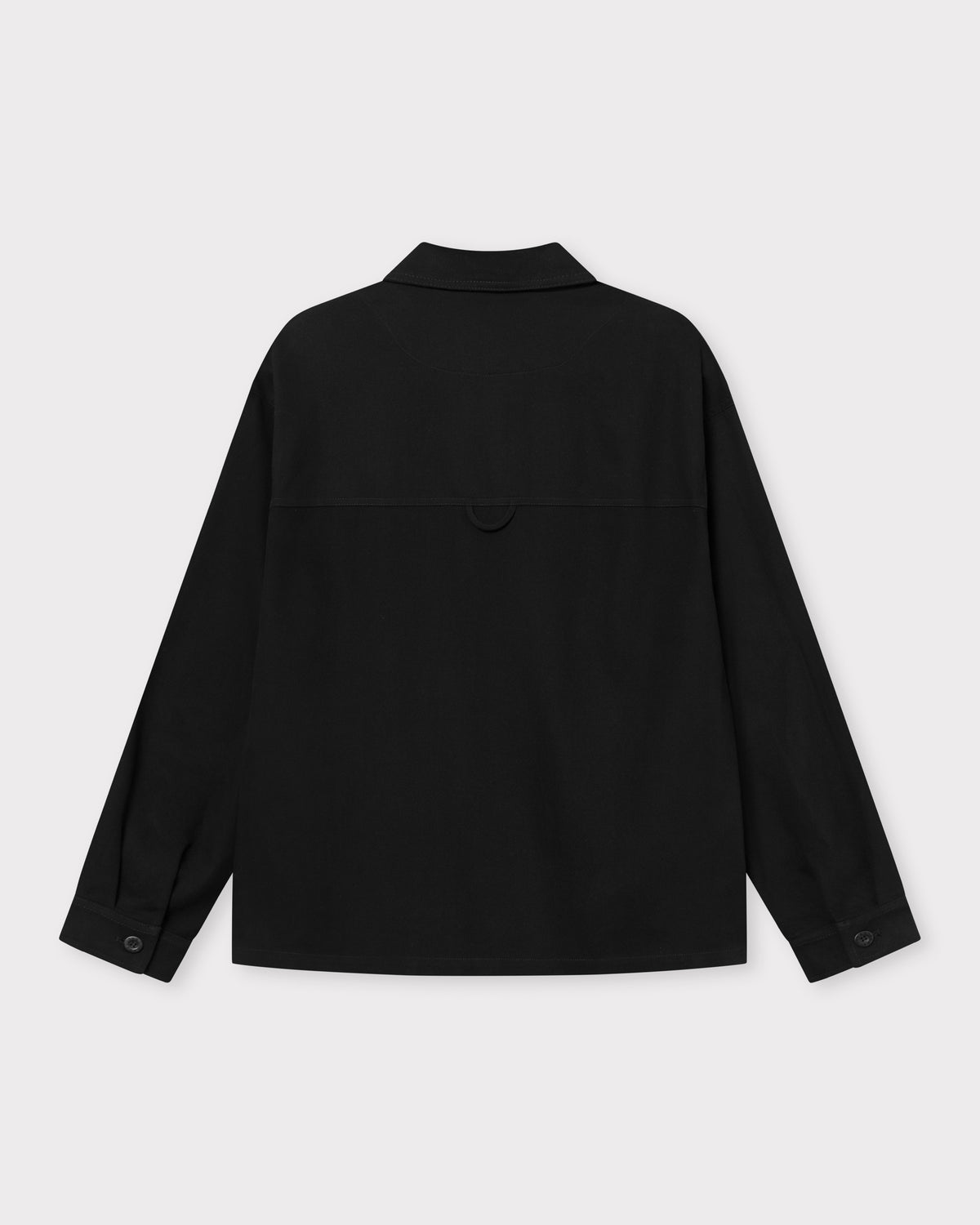 Schwarzes Overshirt "Cameron" für Herren, Rückseite, mit Kragen und langen Ärmeln