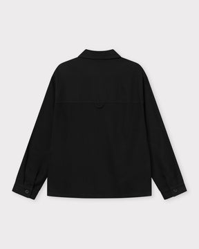 Schwarzes Overshirt "Cameron" für Herren, Rückseite, mit Kragen und langen Ärmeln