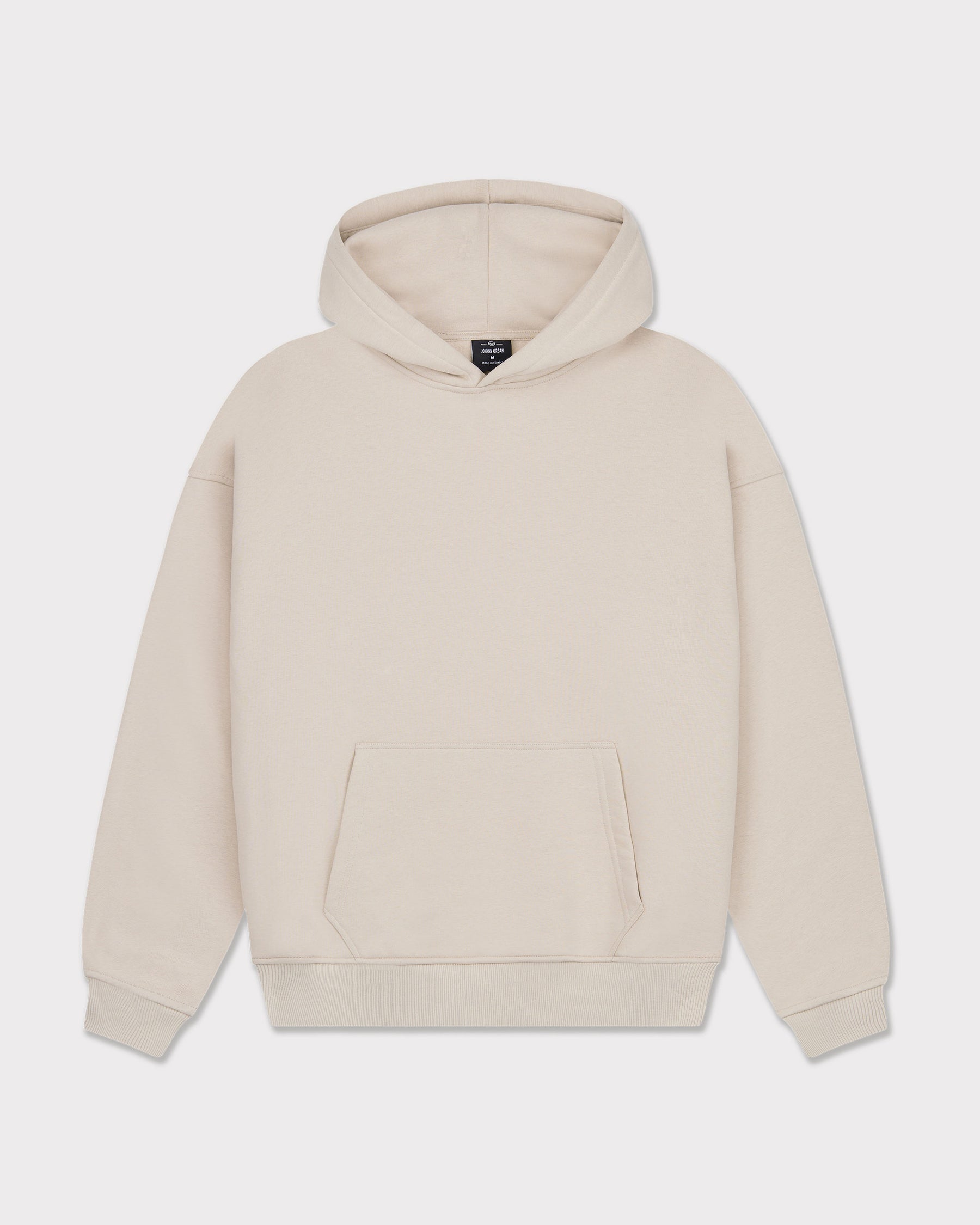 Beiger Oversized Hoodie "Cody" von Johnny Urban mit Kängurutasche und gerippten Bündchen