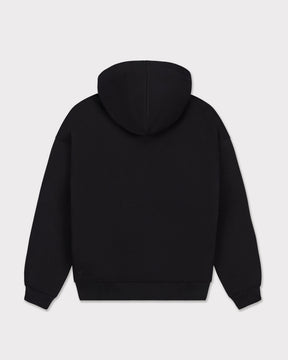 Schwarzer Oversized Hoodie 'Cody' von Johnny Urban, Rückseite mit Kapuze und elastischem Bund