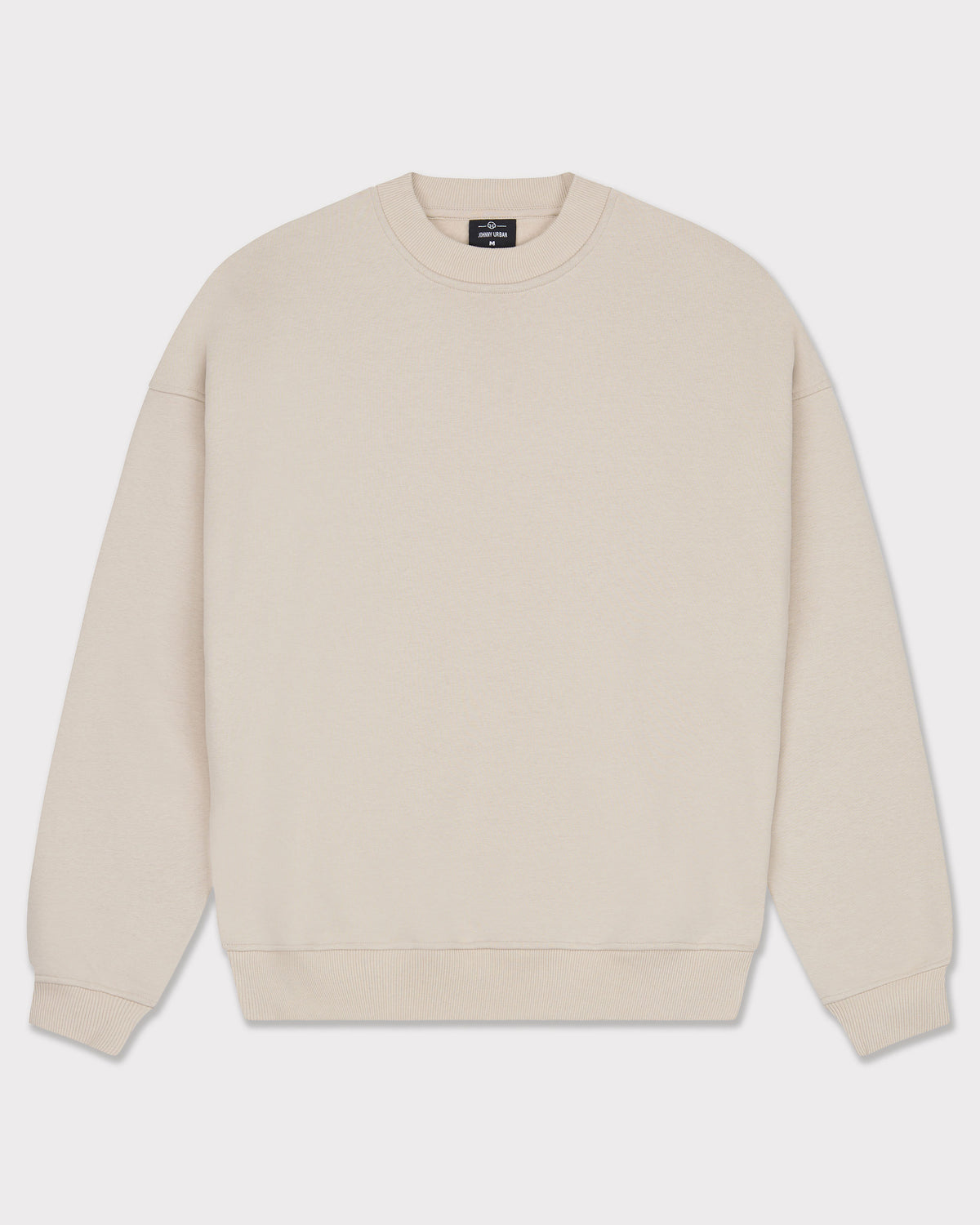 Beiger oversized Crewneck-Pullover 'Carter' von Johnny Urban mit Rundhalsausschnitt und gerippten Bündchen