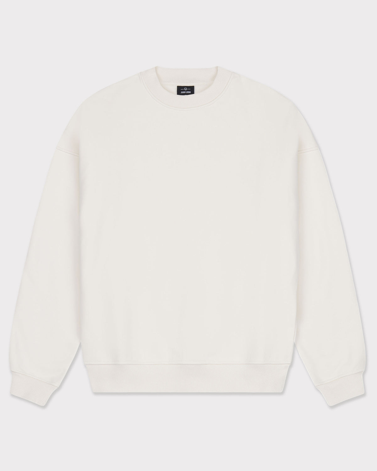 Oversized weißer Crewneck-Pullover 'Carter' von Johnny Urban mit gerippten Bündchen