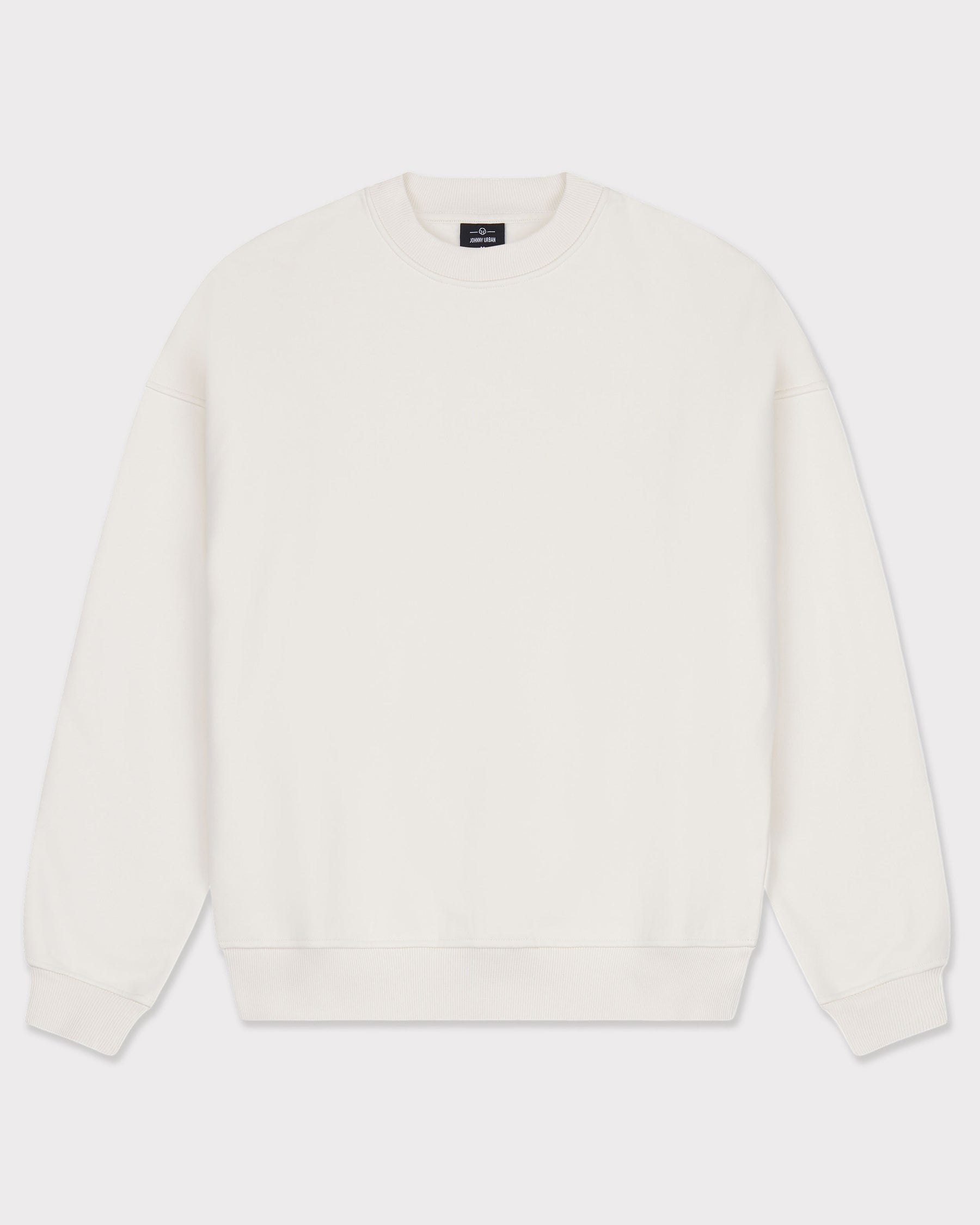 Oversized weißer Crewneck-Pullover 'Carter' von Johnny Urban mit gerippten Bündchen