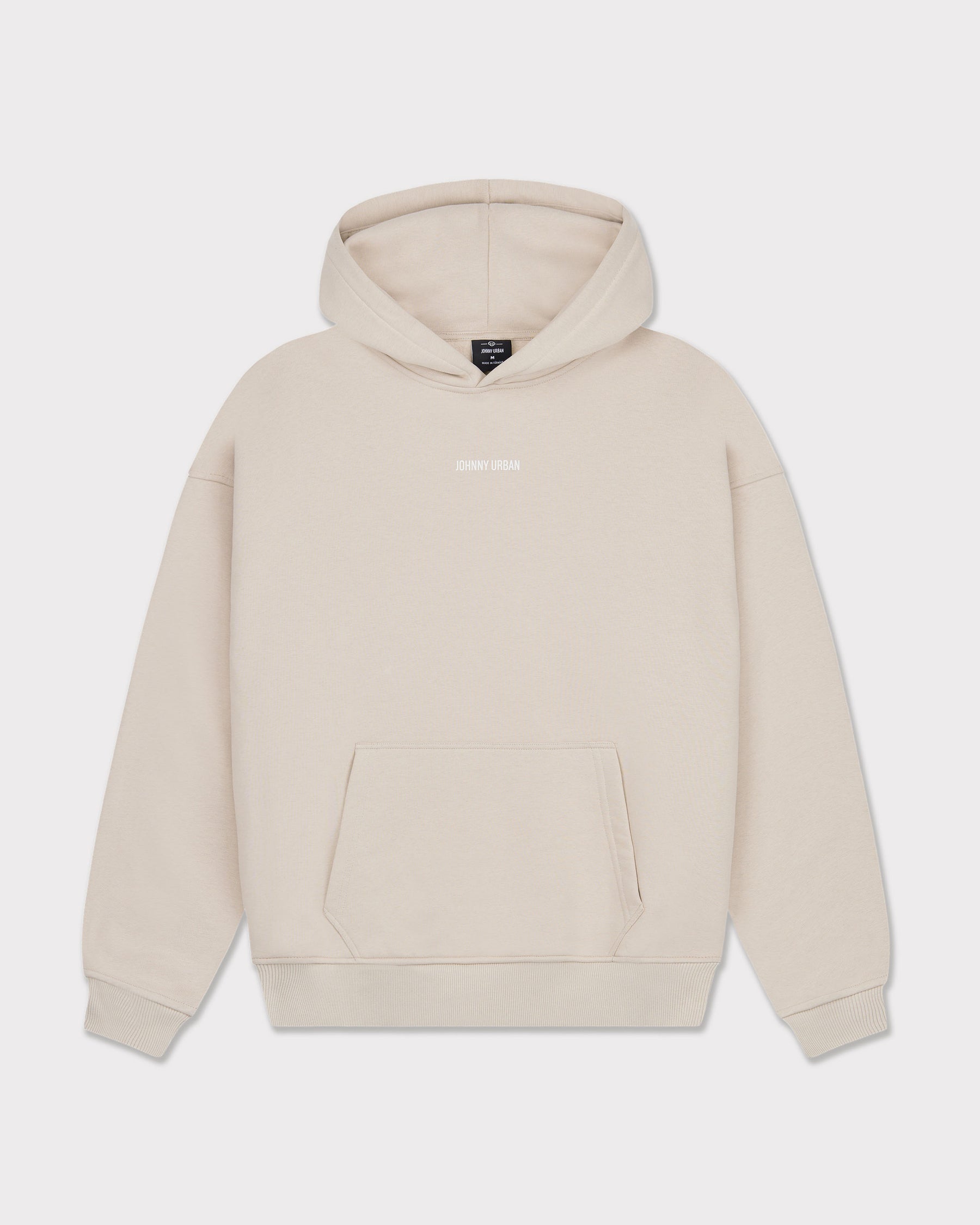 Beiges oversized Hoodie 'Cody' mit Kapuze und Kängurutasche von Johnny Urban