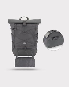 Grauer Reiserucksack Johnny Urban 'Allen Large Travel' mit zusätzlichem 8-Liter-Fach und elastischem Frontband