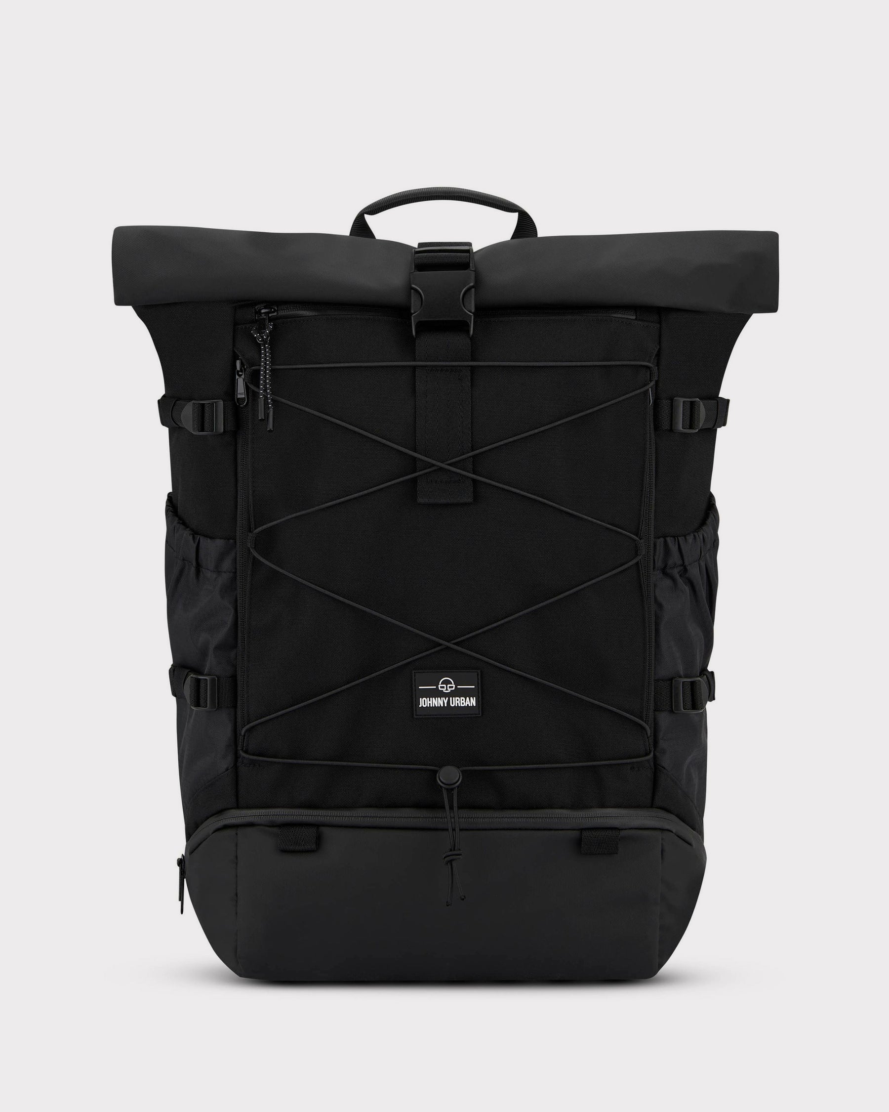 Schwarzer Reiserucksack 'Allen Large Travel' von Johnny Urban mit Rollverschluss und Frontnetz