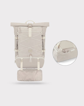 Beiger Johnny Urban Reiserucksack Allen XL Travel mit Rolltop, vorderseitigem Gummizug und erweitertem Bodenfach