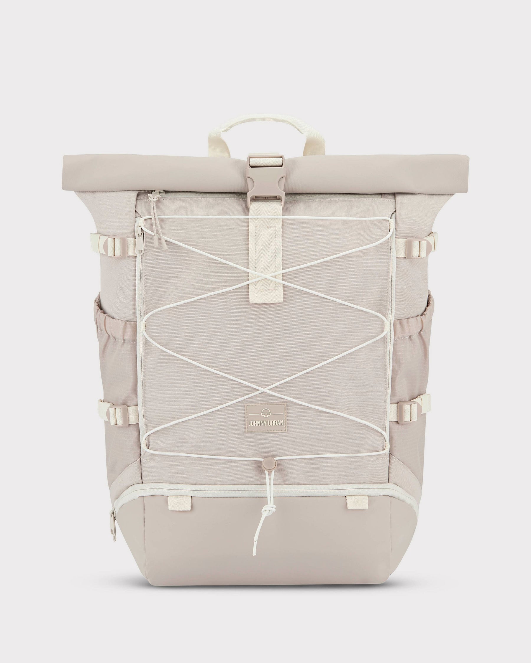 Sandfarbener Reiserucksack 'Allen Large Travel' von Johnny Urban mit Rollverschluss und elastischem Frontband