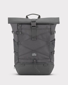 Dunkelgrauer Reiserucksack 'Allen Large Travel' von Johnny Urban mit Rollverschluss, Frontfach und elastischem Kordelnetz