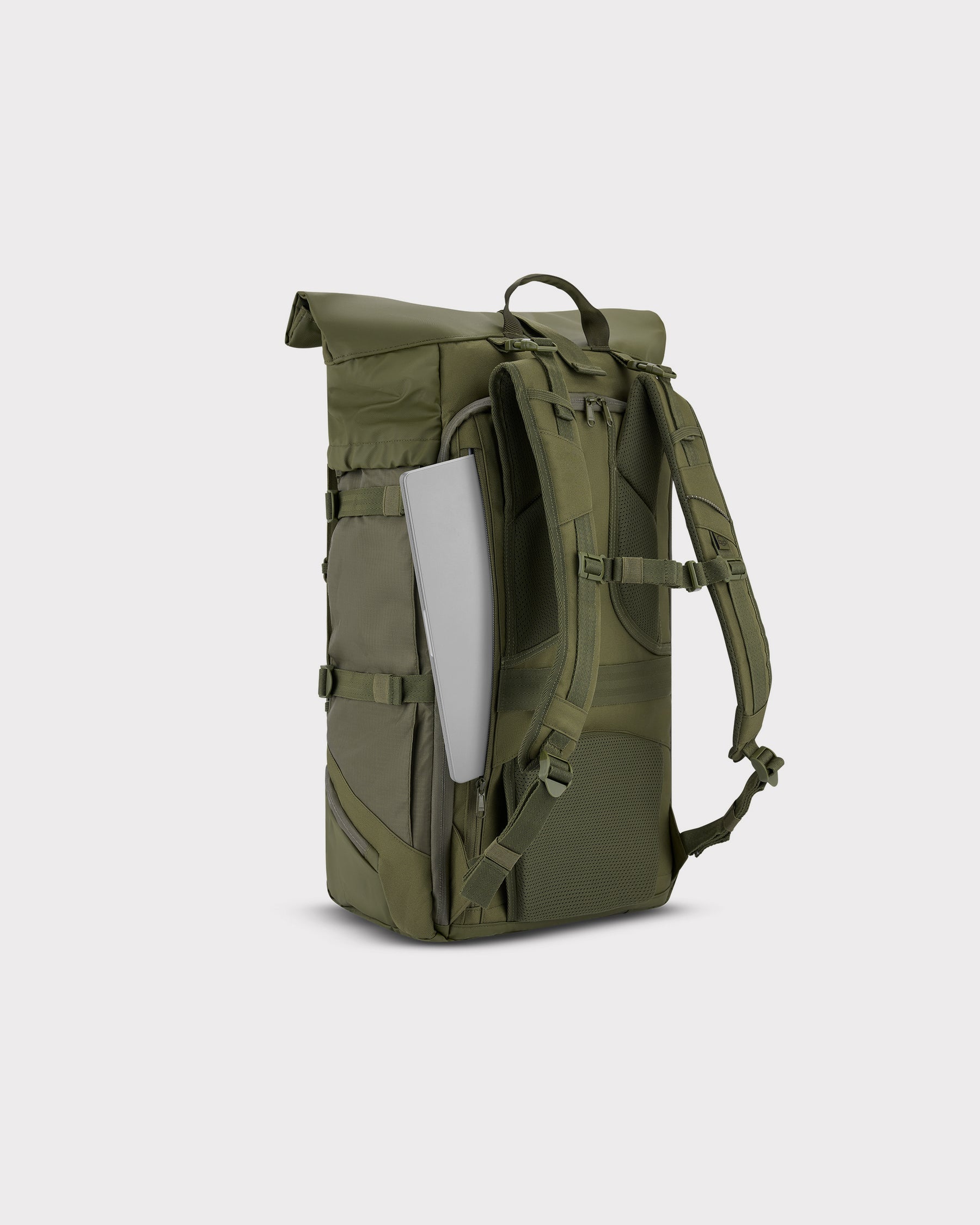 Olivefarbener Reiserucksack Allen XL Travel mit gepolstertem Laptopfach und verstellbaren Trägern