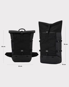 Schwarzer Reiserucksack Allen XL Travel von Johnny Urban mit Maßen 55x32x19 cm und 76x32x19 cm