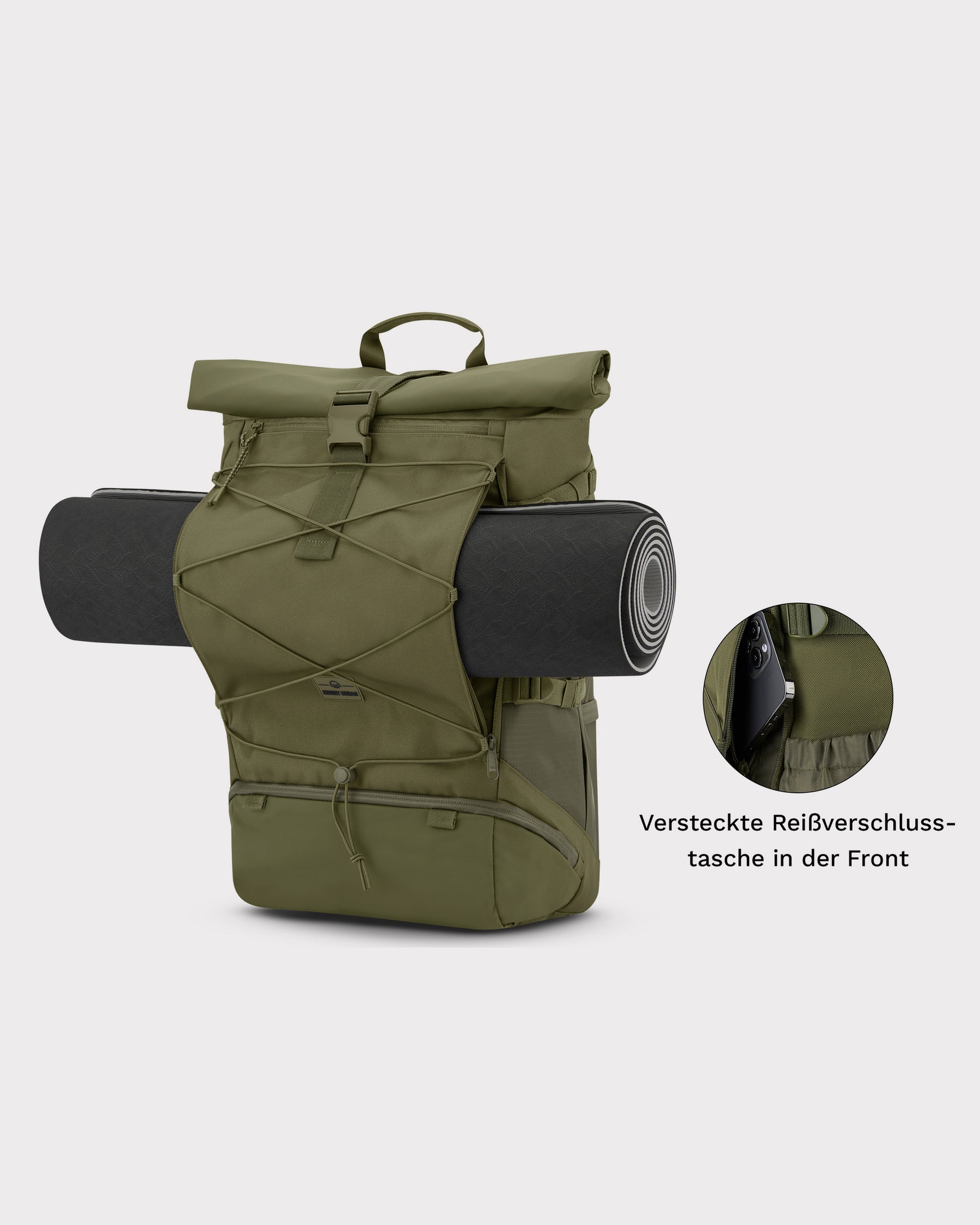 Johnny Urban Reiserucksack Allen Large Travel in Olivgrün mit verstaubarem Fitnessmattenhalter