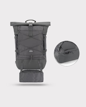 Dunkelgrauer Johnny Urban Reiserucksack Allen XL Travel mit zusätzlicher Tasche unten und vorderer Kordel