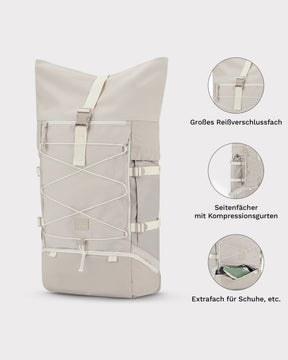 Beiger Johnny Urban Reiserucksack Allen XL Travel mit vielen Fächern, Kompressionsgurten und separatem Schuhfach