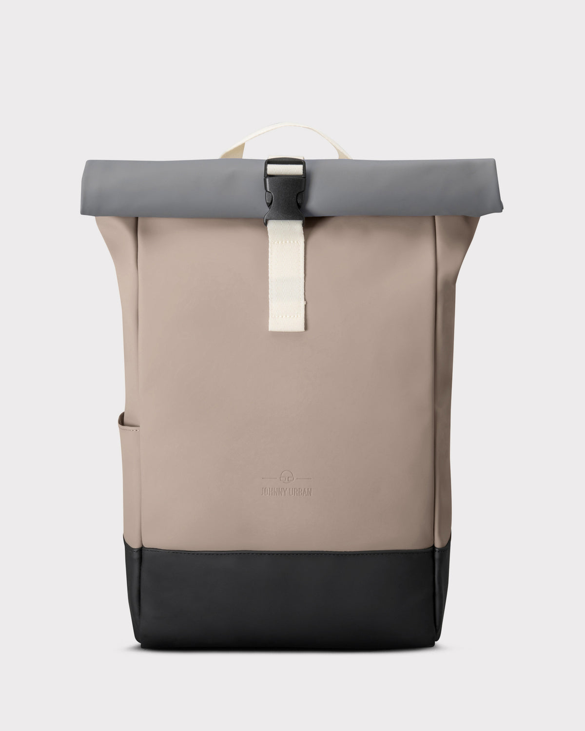 Rolltop Rucksack 'Harvey Medium' von Johnny Urban in Beige mit grauem Rollverschluss und schwarzem Boden