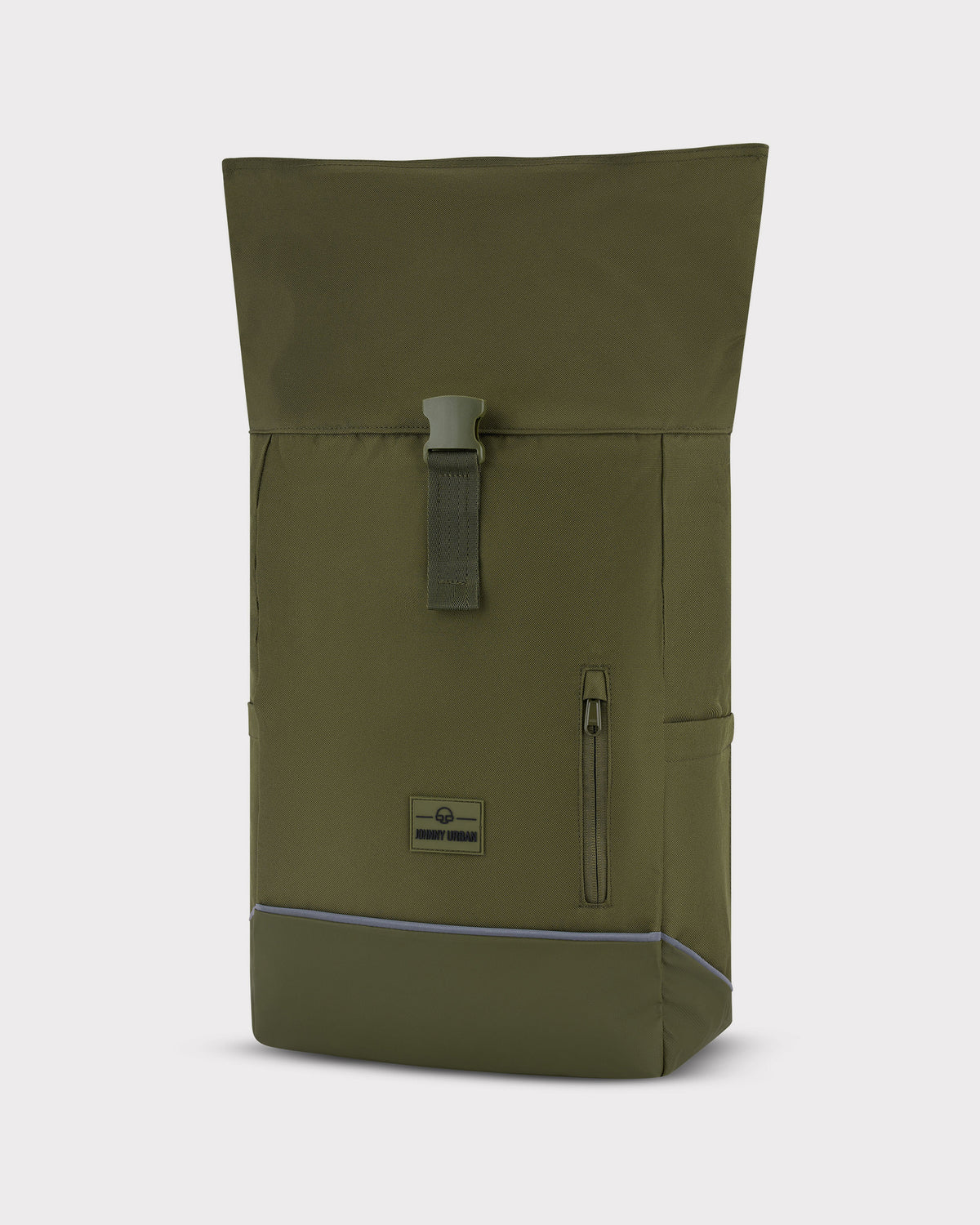 Rolltop Rucksack 'Robin Medium' von Johnny Urban in Olivgrün mit Frontreißverschluss und Reflektorstreifen