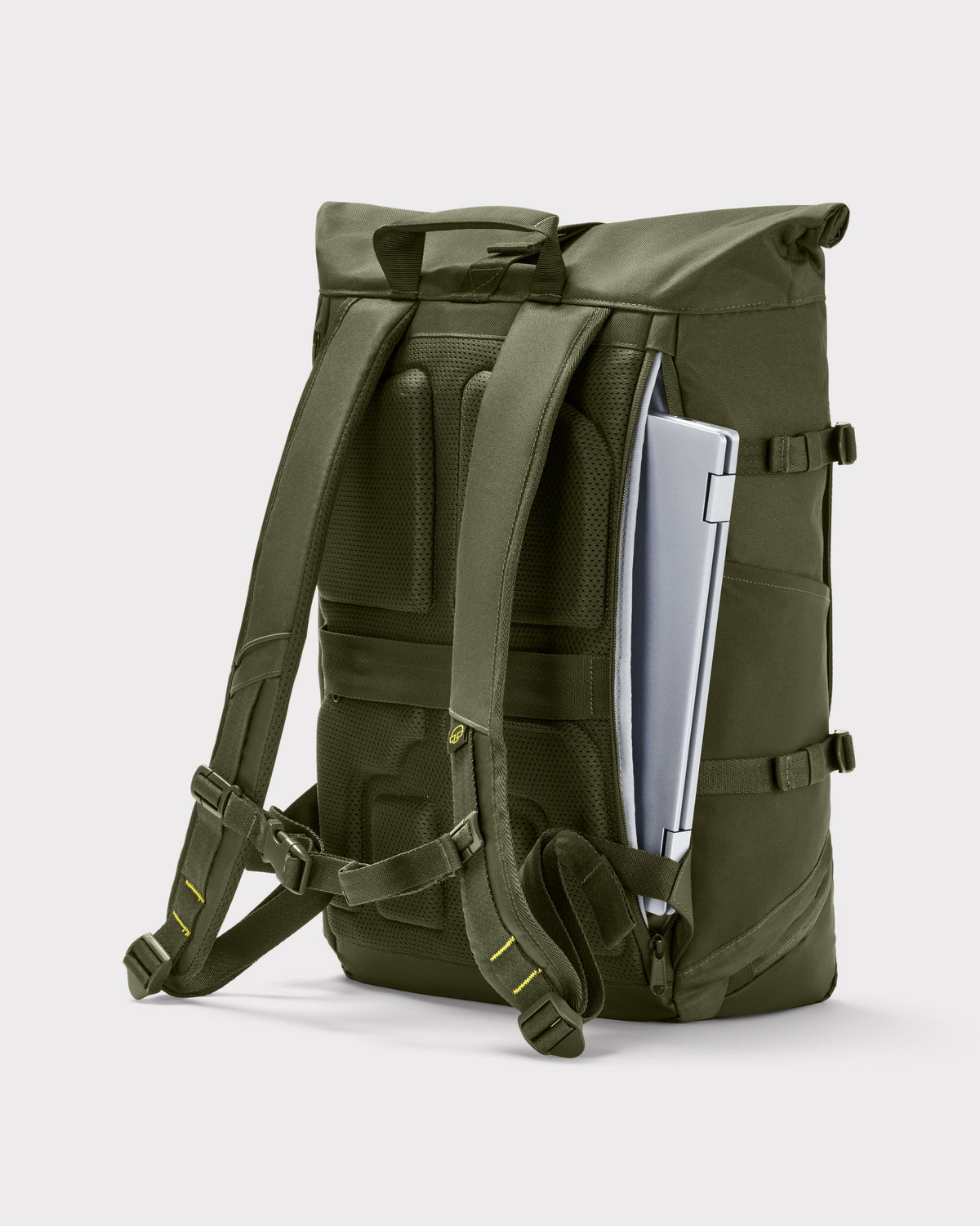 Olivegrüner Rolltop Rucksack 'Allen Large Move' mit gepolstertem Rücken und seitlichem Laptopfach